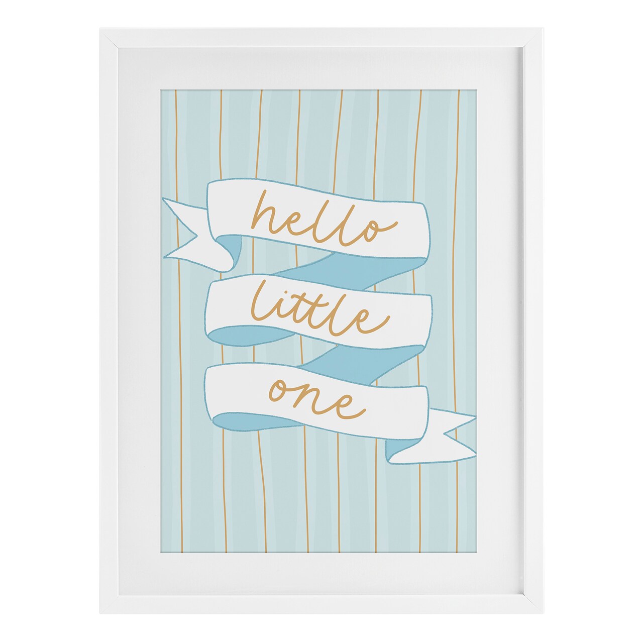 Stupell Industries Blue Hello Little One Framed Print Under Glass, design by Amanda Houston